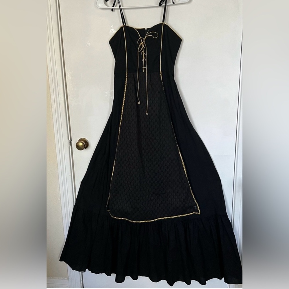 Elegant Black Maxi Dress with Gold Accents
